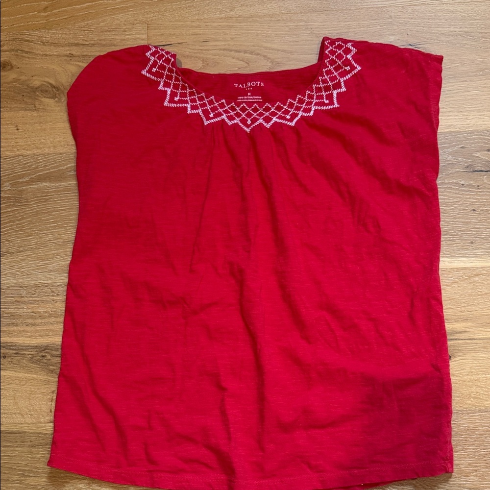 Talbots Scarlet Embroidered Blouse